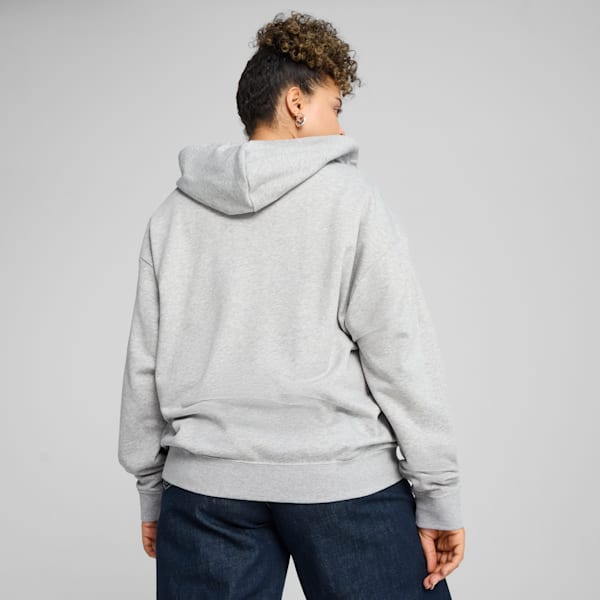 Chandail à capuchon en tissu bouclette confortable à fermeture éclair entière Essentials Small avec logo n<sup>o</sup> 1 Femme, Light Gray Heather, extralarge